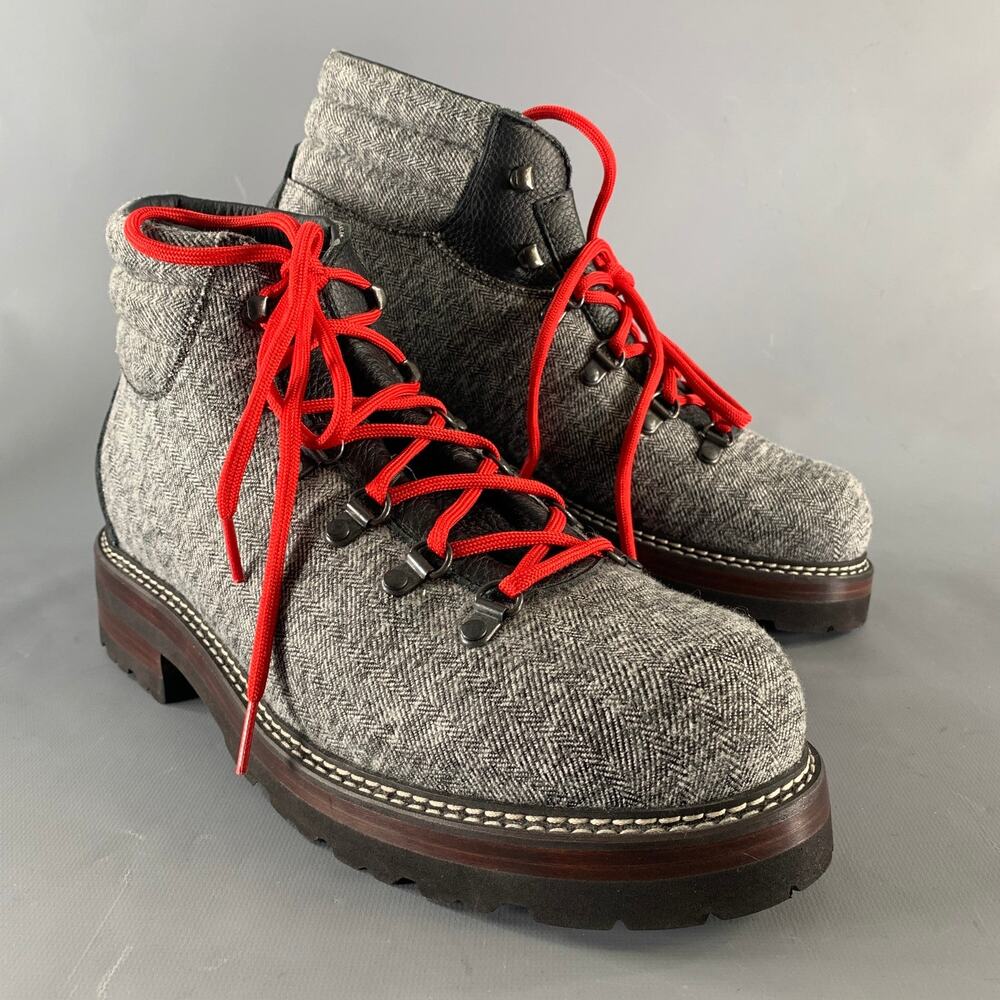 MONTELLIANA Size 12 Grey Black Tweed Wool Ankle Boots